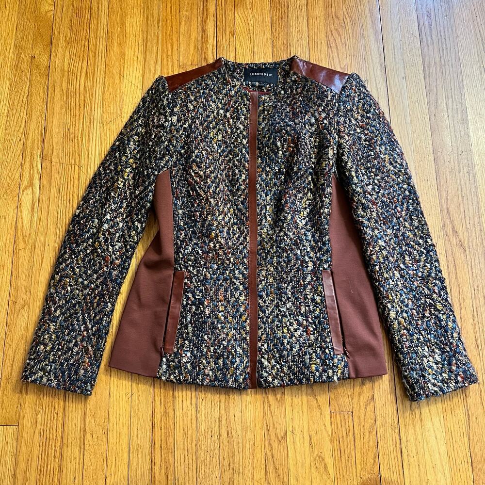 Lafayette 148 Blazer Womens 6 Zip Brown Sport Coat Jacket